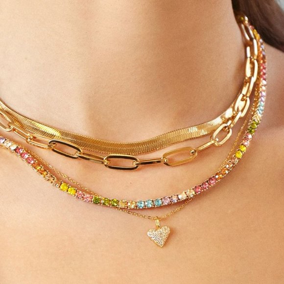 Nordstrom Jewelry - Nordstrom Rainbow Tennis Necklace Gold